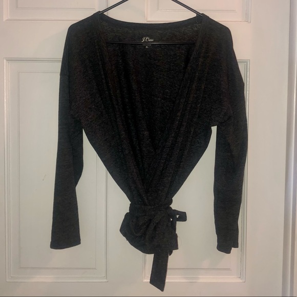 J. Crew dark gray wrap around top, Medium - Picture 3 of 7
